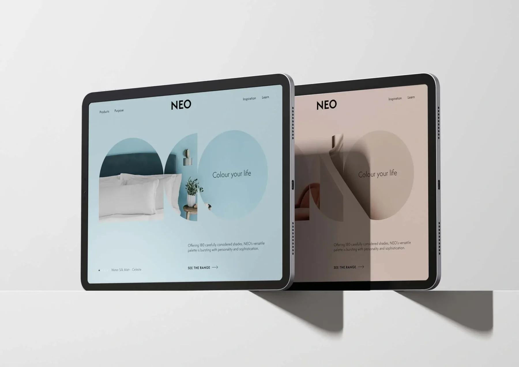 The Neo website displayed on a tablet